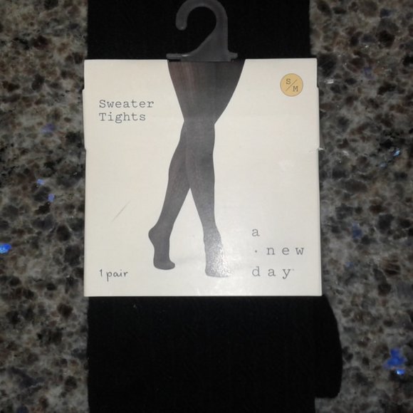 Women's Cable Sweater Tights - A New Day Black